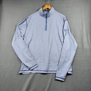 Turtleson Mens Shirt Large 1/4 Zip Blue RIVER TOWNE THROWDOWNE Golf Performance